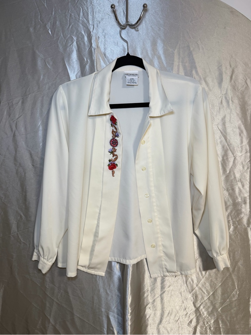 Vintage KORET Womens Embroidered Button Front Blouse Size 8